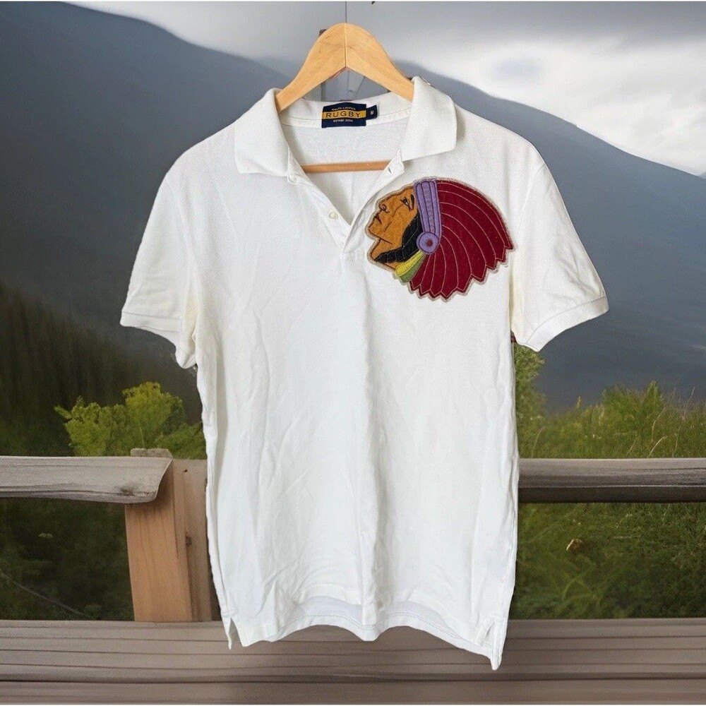 Vintage POLO RALPH LAUREN RUGBY 2004 Native American Short Sleeve Shirt Indian M